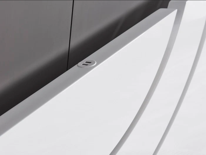 Evora LED White High Gloss Ottoman Storage Bed Frame