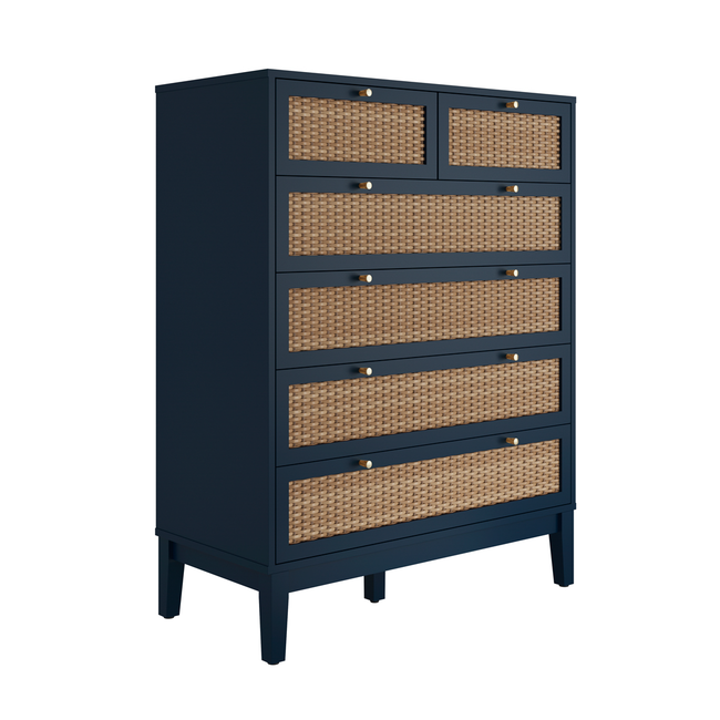 Valentina Blue 6 Drawer Chest