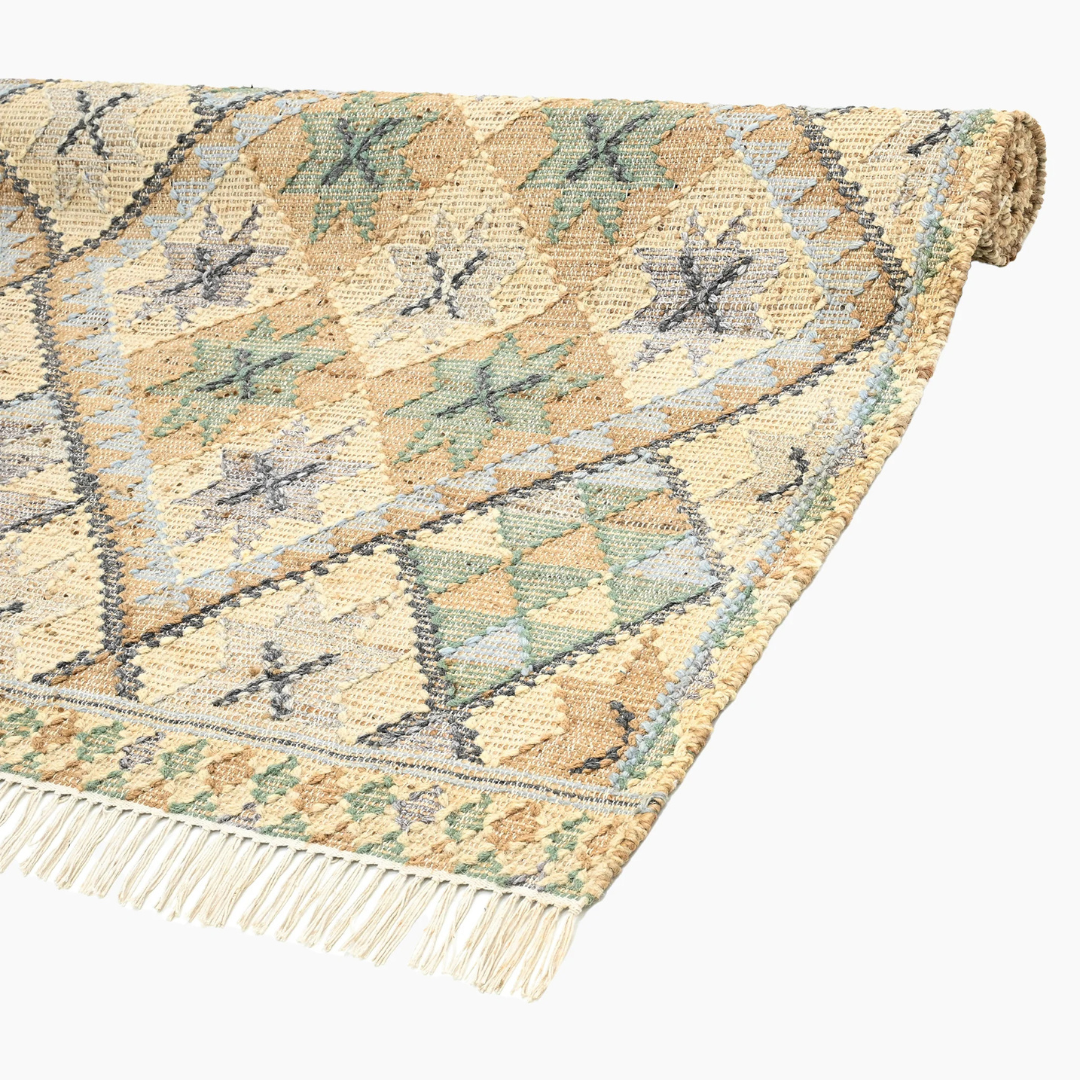Ocean Handwoven Jute Kilim