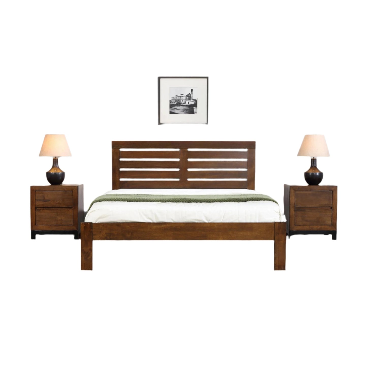 Vulcan Solid Wood Bed Frame - Rustic Oak