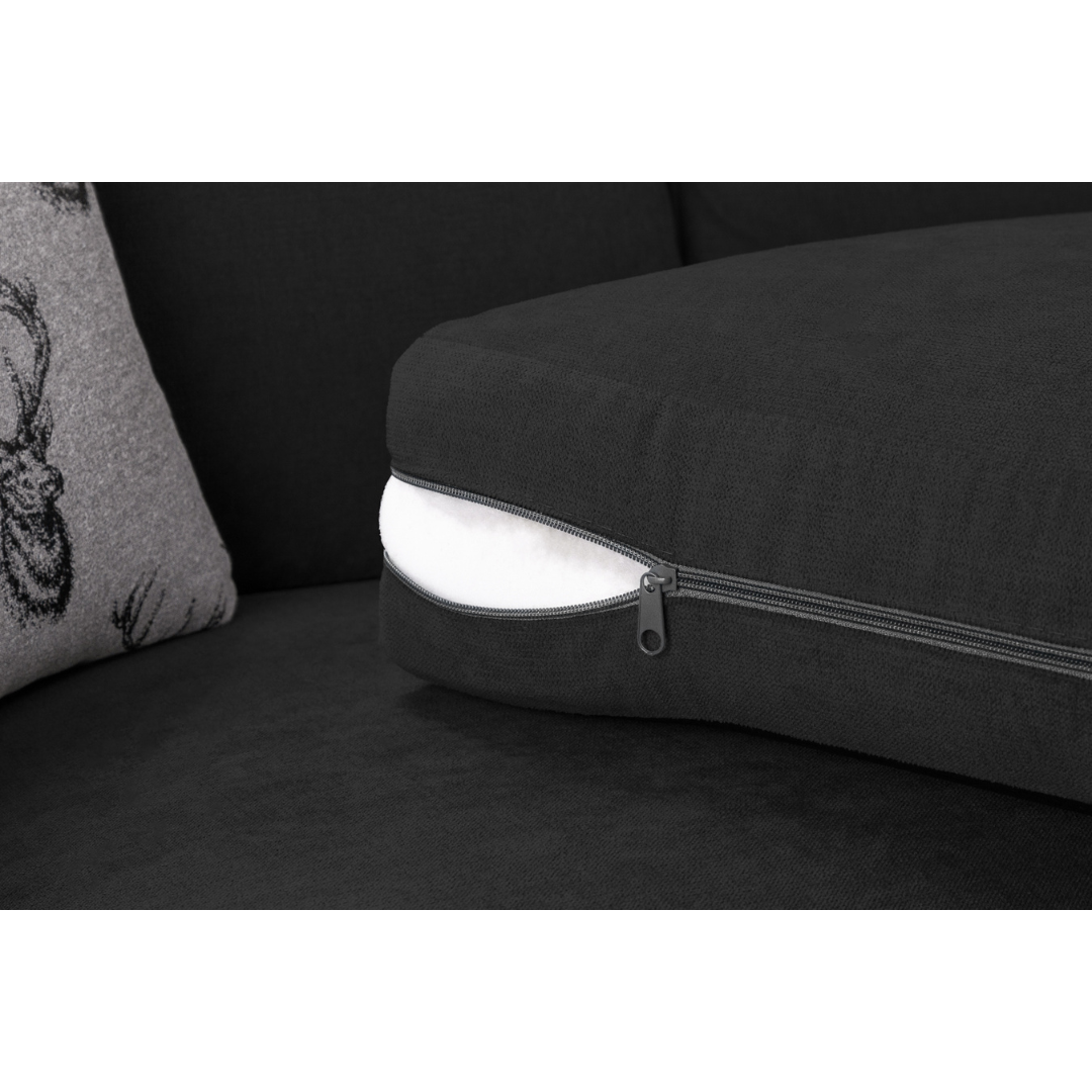 Verona Large Scatter-back Black Corner Sofa
