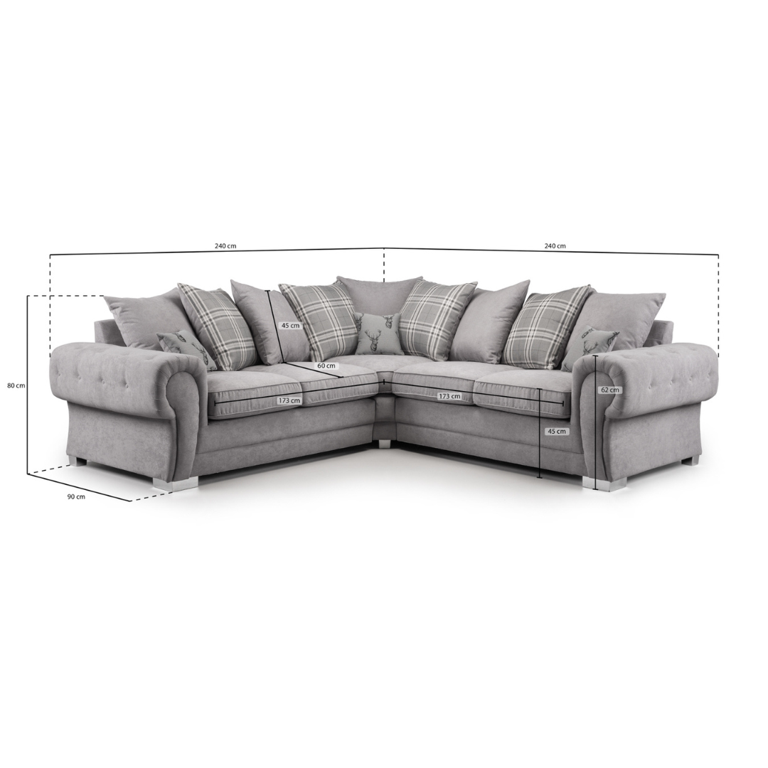 Verona Large Scatter-back Grey Corner Sofa