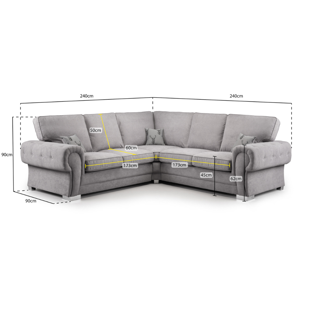Verona Large Full-back Grey Corner Sofa