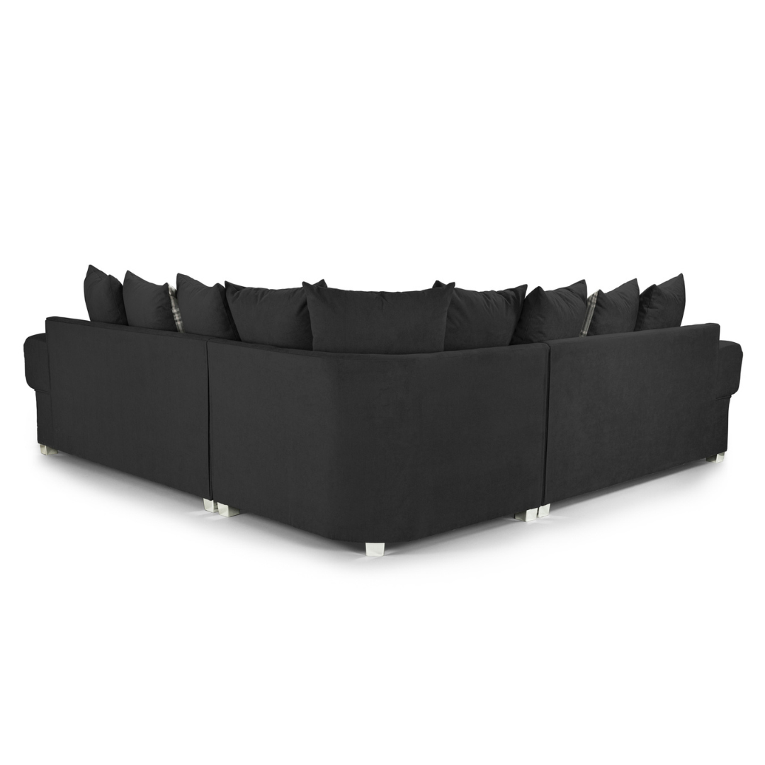Verona Large Scatter-back Black Corner Sofa
