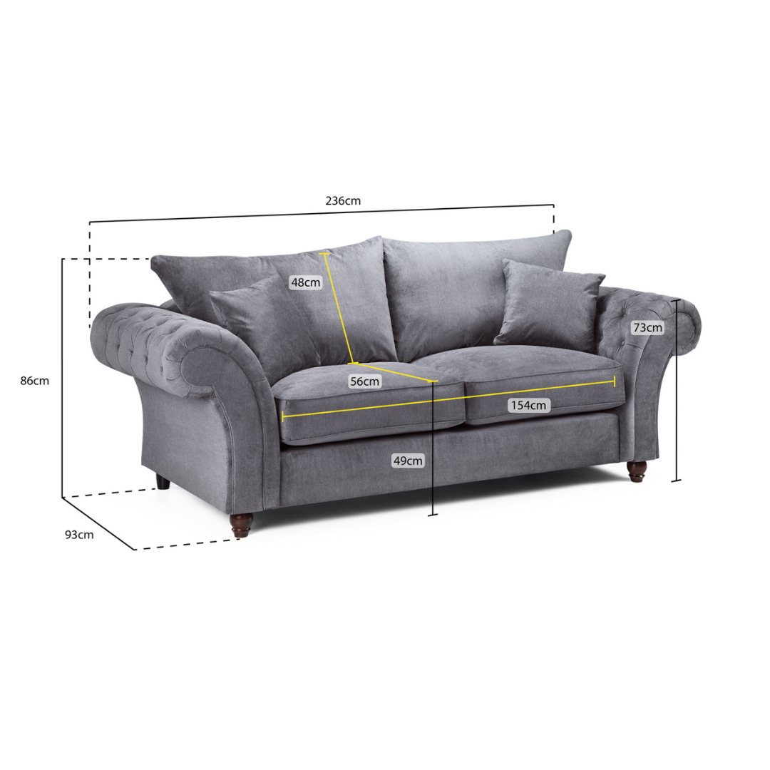 Windsor Full-back Grey Three Seater Sofa