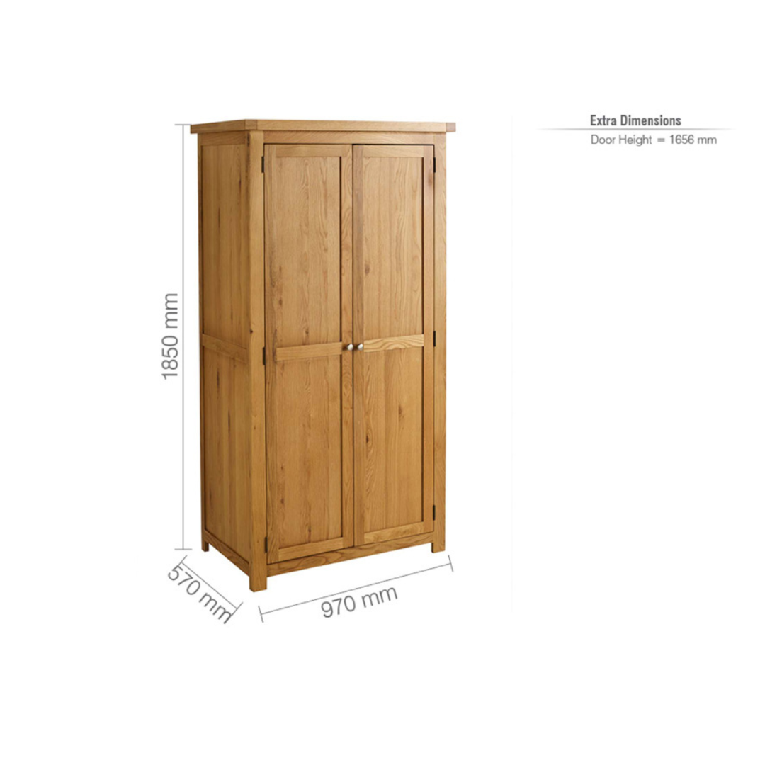 Woburn 2 Door Solid Oak Wardrobe