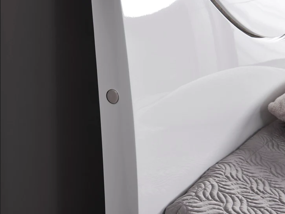 Evora LED White High Gloss Ottoman Storage Bed Frame