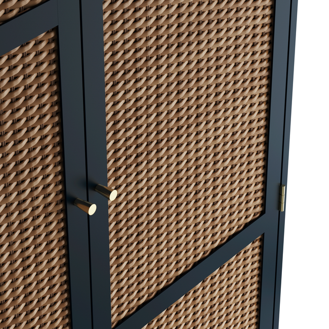 Valentina Blue 2 Door Rattan Wardrobe