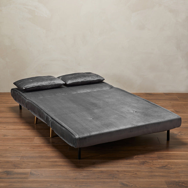 Pace Twin Click Clack Velvet Sofa Bed - Grey