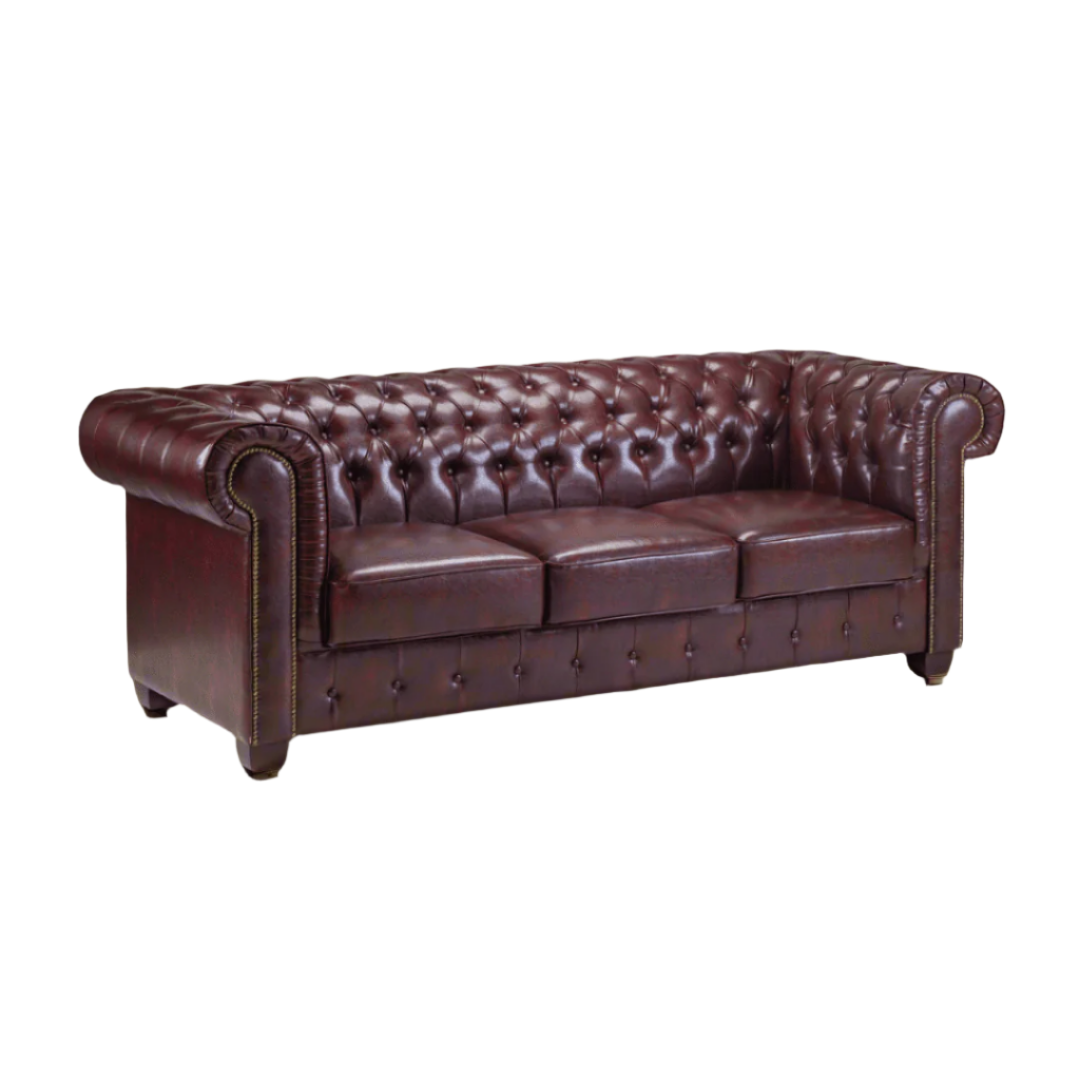 Chesterfield Bonded Leather 3 Seater Sofa - Furniturezone