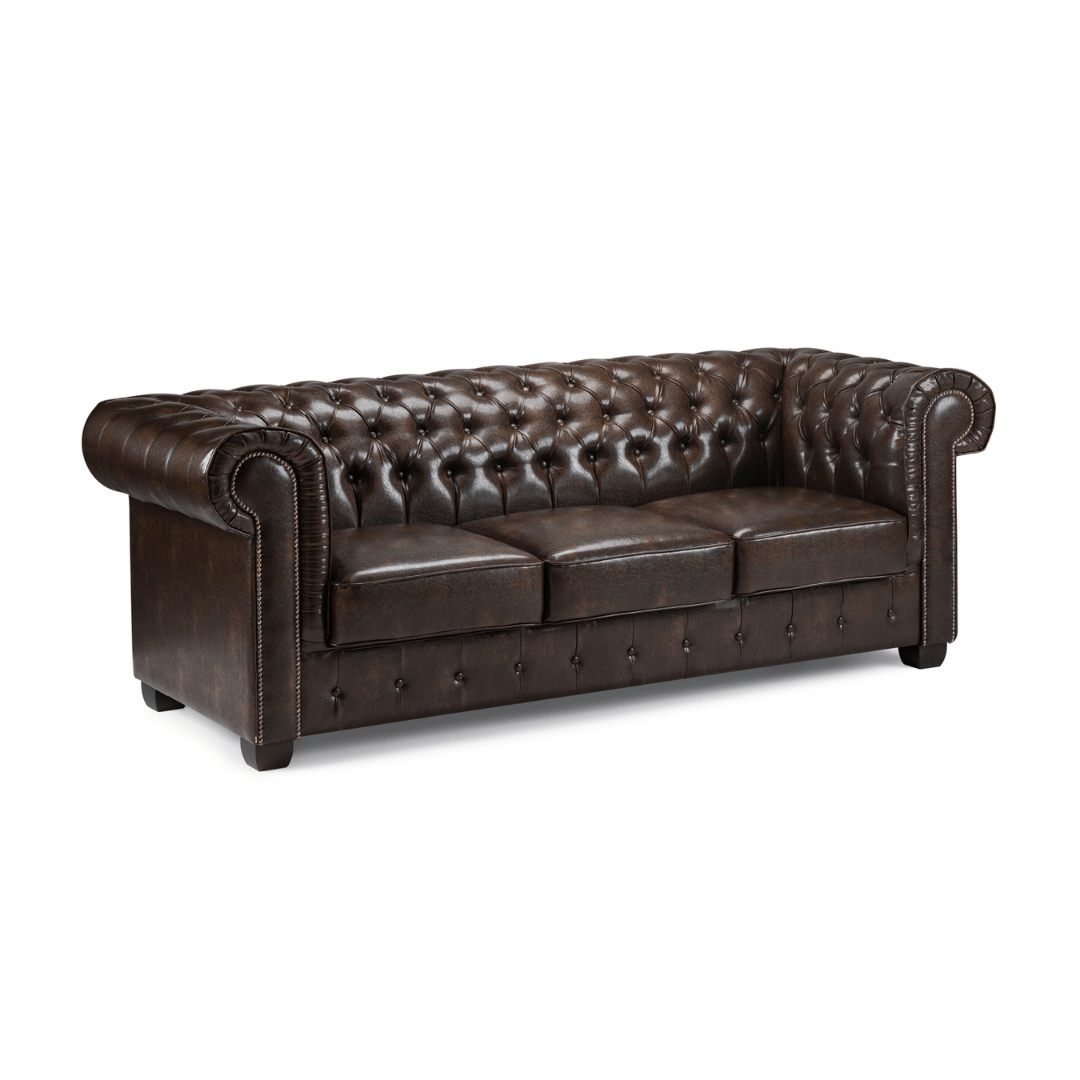 Chesterfield Bonded Leather 3 Seater Sofa - Furniturezone