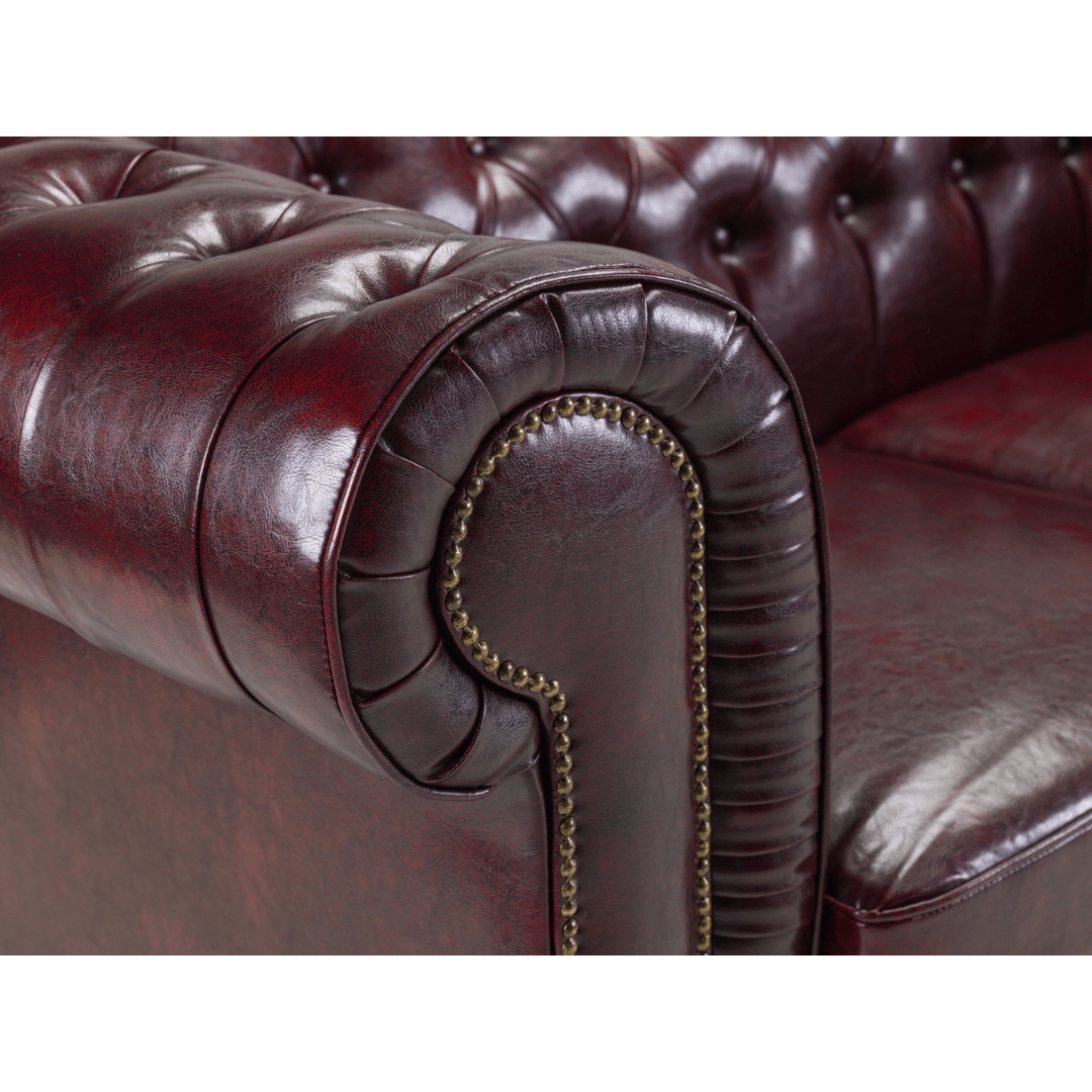 Chesterfield Bonded Leather 3 Seater Sofa - Furniturezone