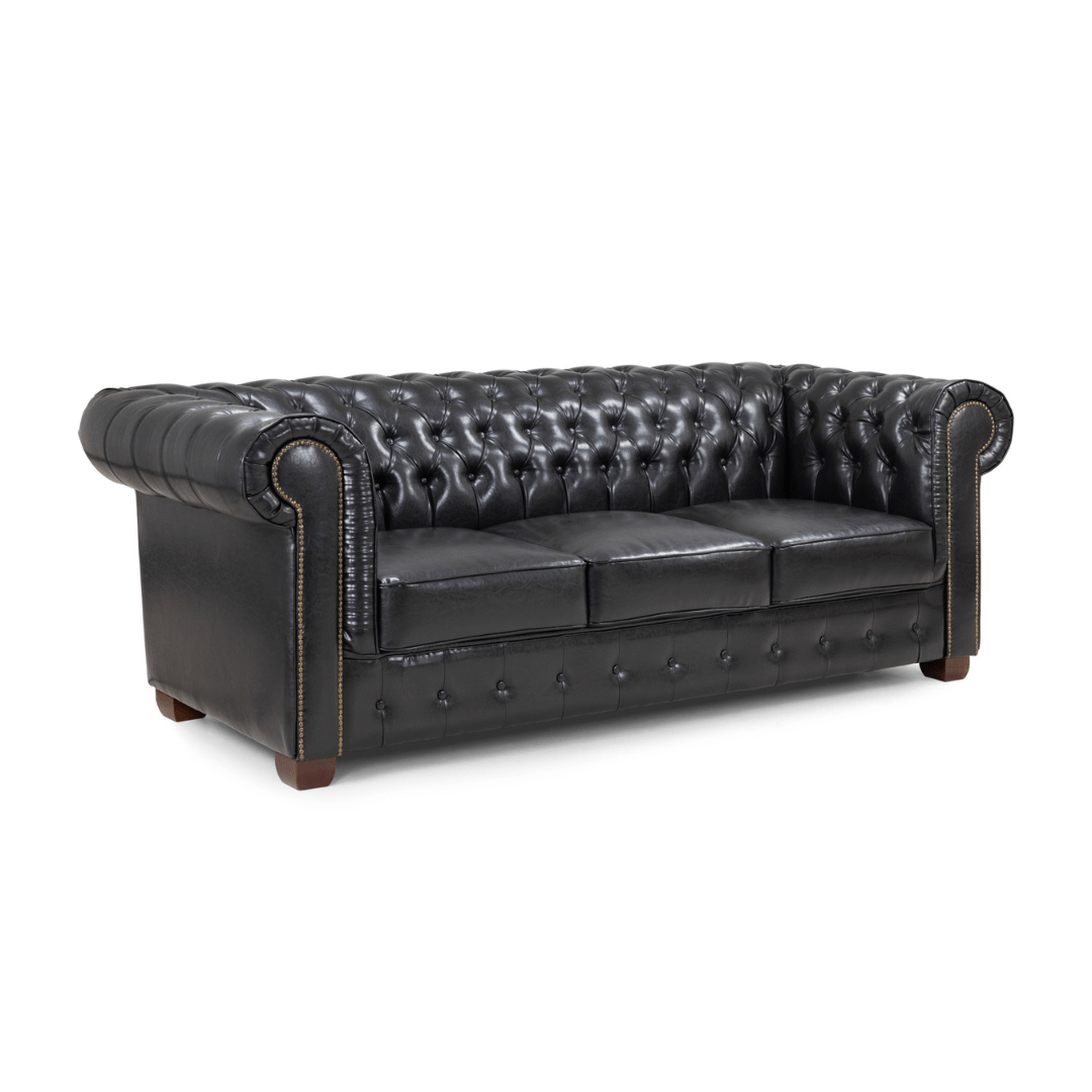 Chesterfield Bonded Leather 3 Seater Sofa - Furniturezone