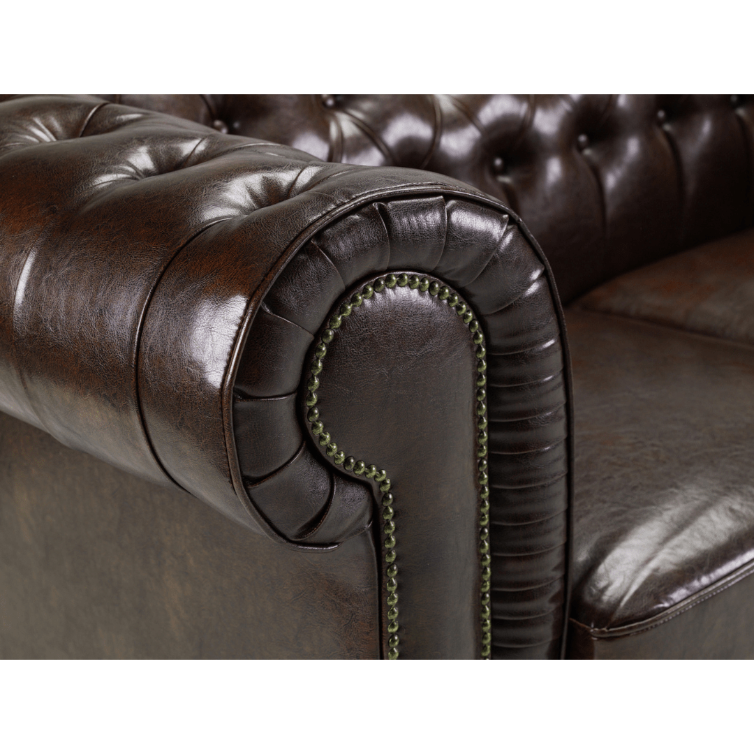 Chesterfield Bonded Leather 3 Seater Sofa - Furniturezone