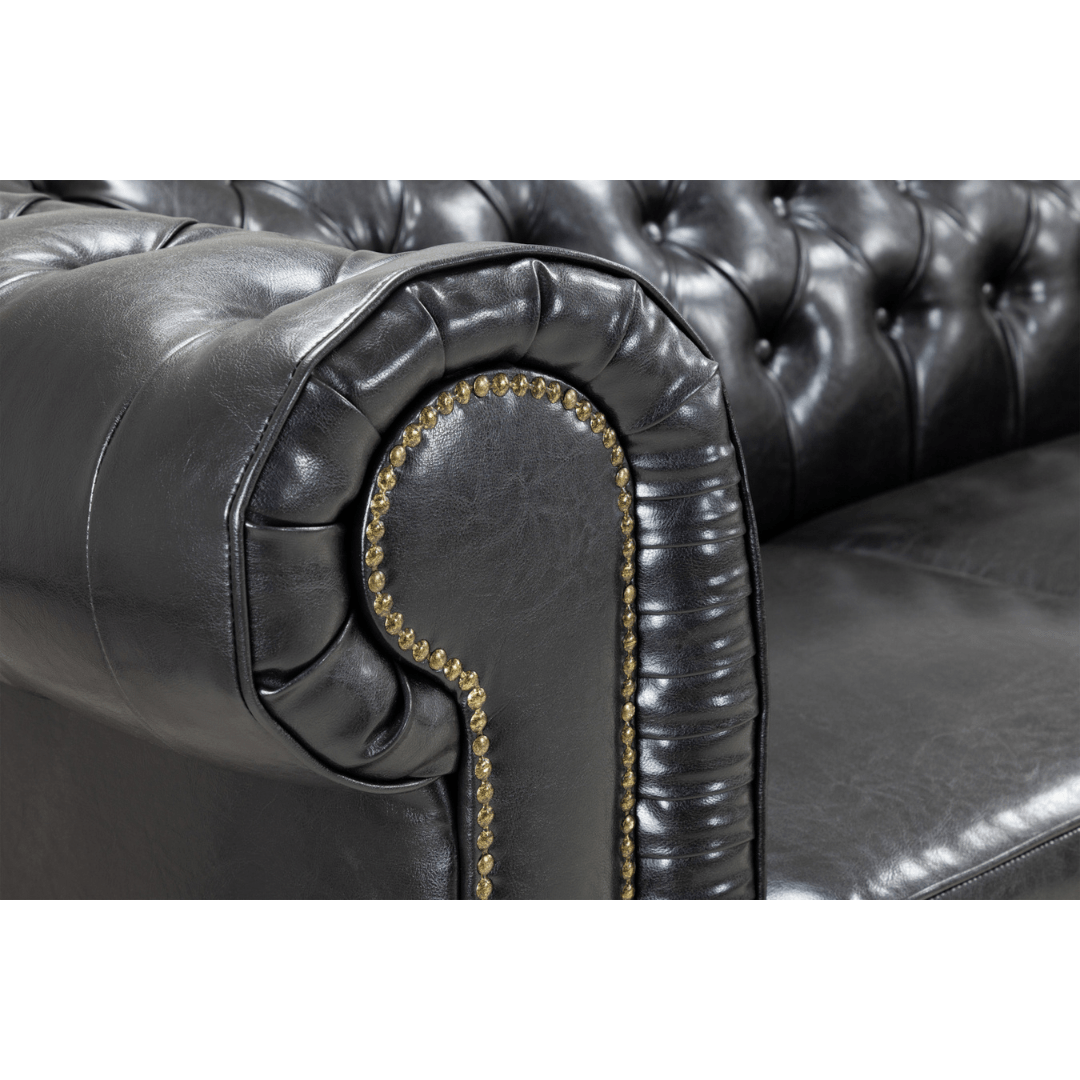 Chesterfield Bonded Leather 3 Seater Sofa - Furniturezone