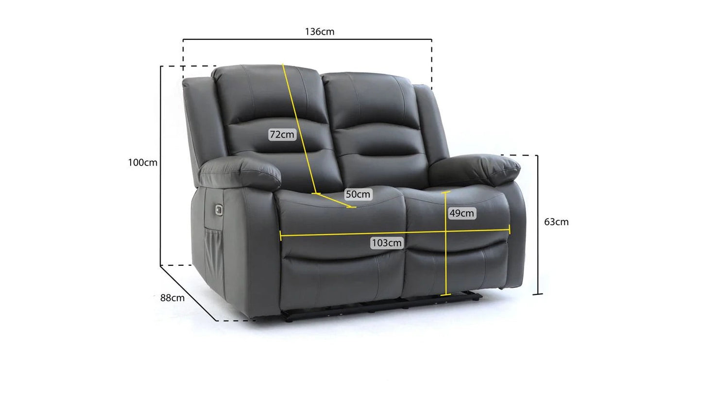 Costa Electric Recliner Sofa Grey 2 Seater
