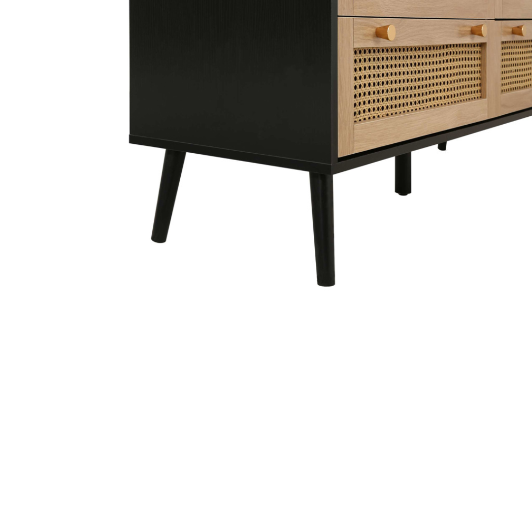 Marchesi 7 Drawer Rattan Chest Black