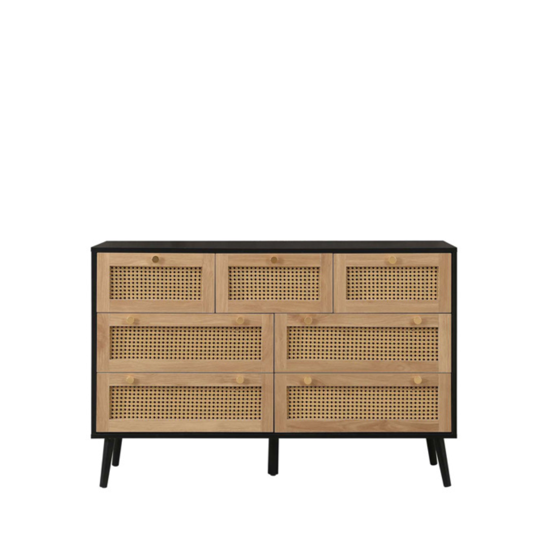 Marchesi 7 Drawer Rattan Chest Black