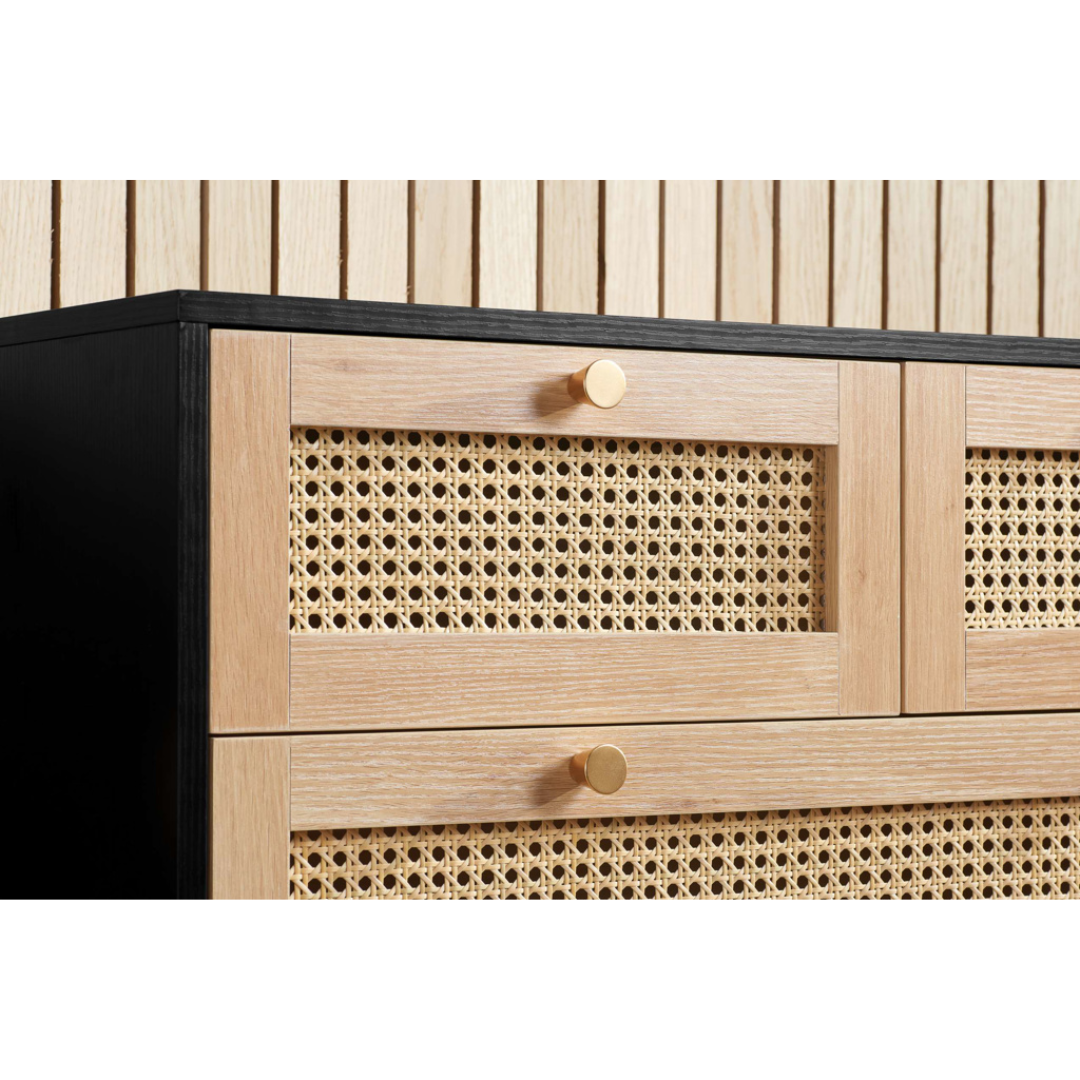 Marchesi 7 Drawer Rattan Chest Black