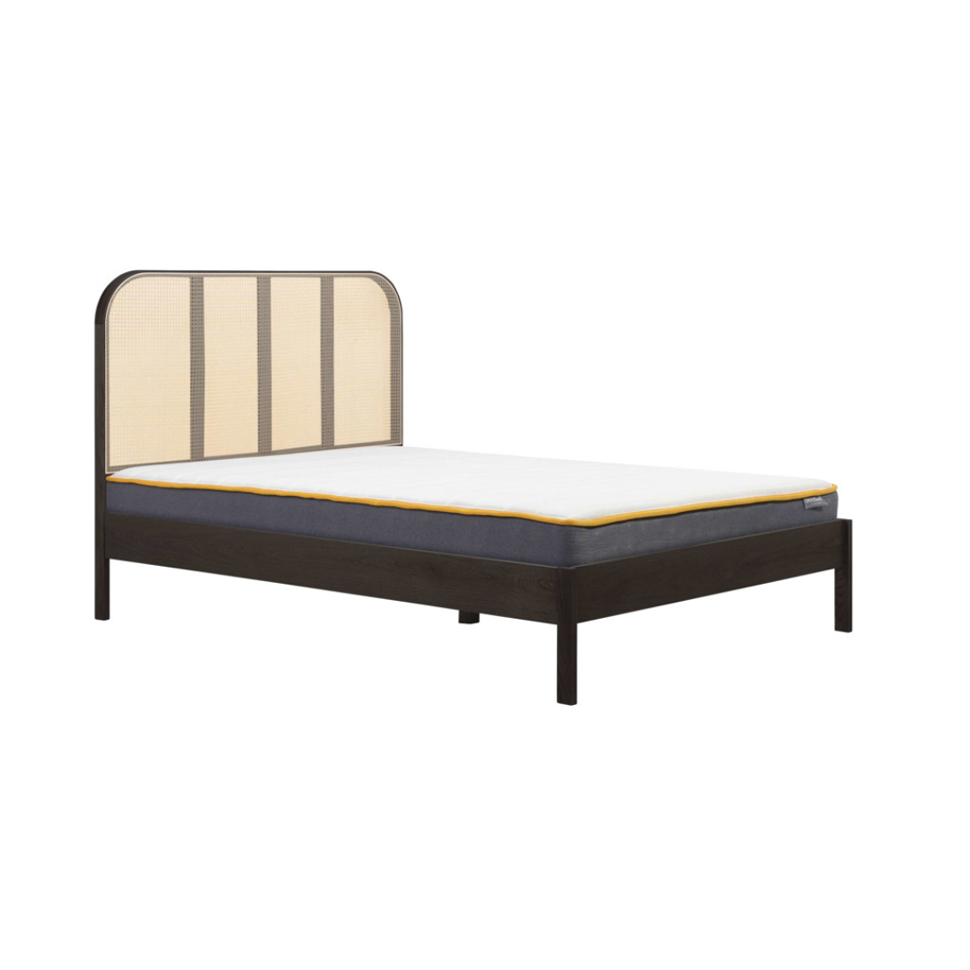 Margot Rattan Black Bed Frame - Black Oak