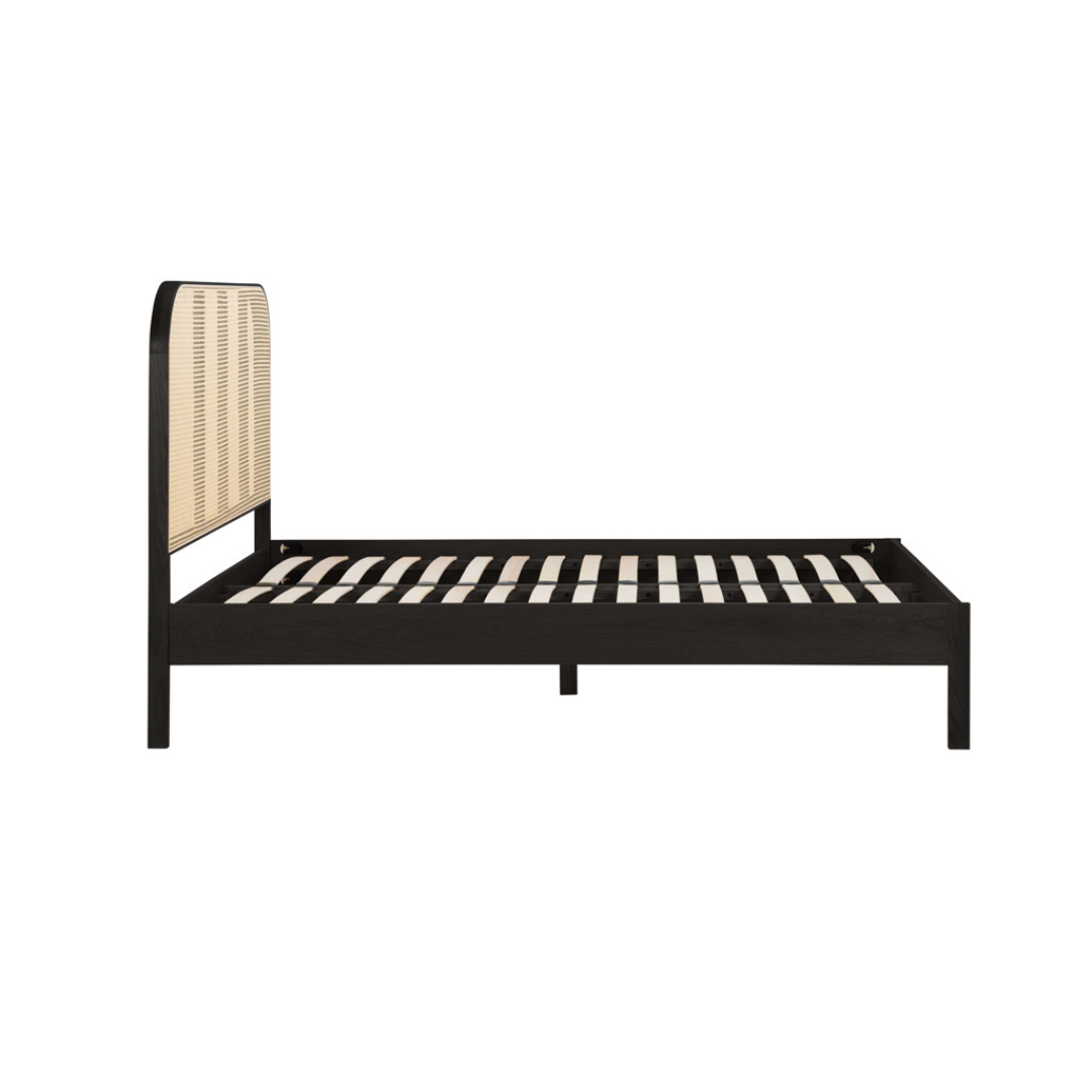 Margot Rattan Black Bed Frame - Black Oak