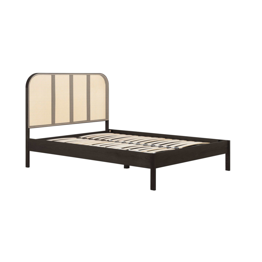 Margot Rattan Black Bed Frame - Black Oak