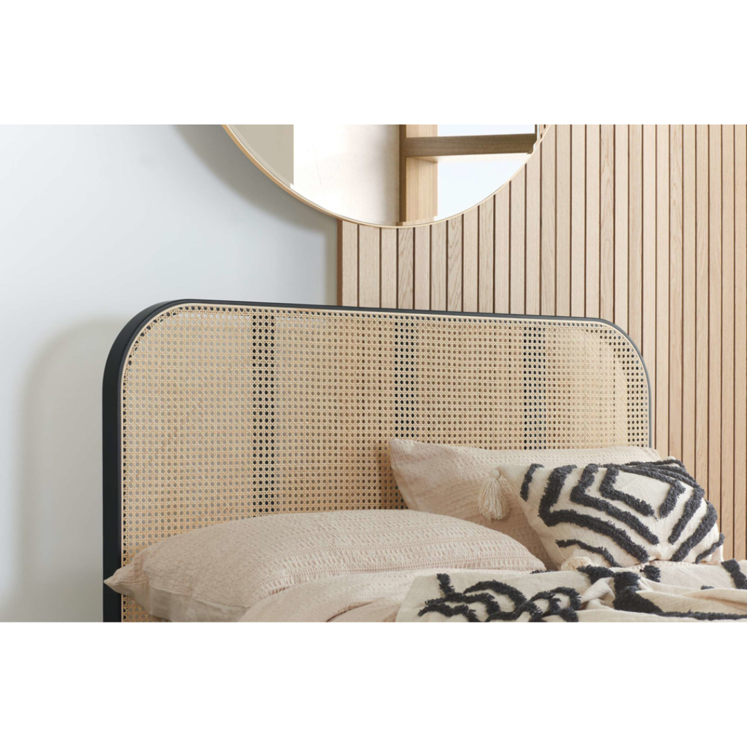 Margot Rattan Black Bed Frame - Black Oak