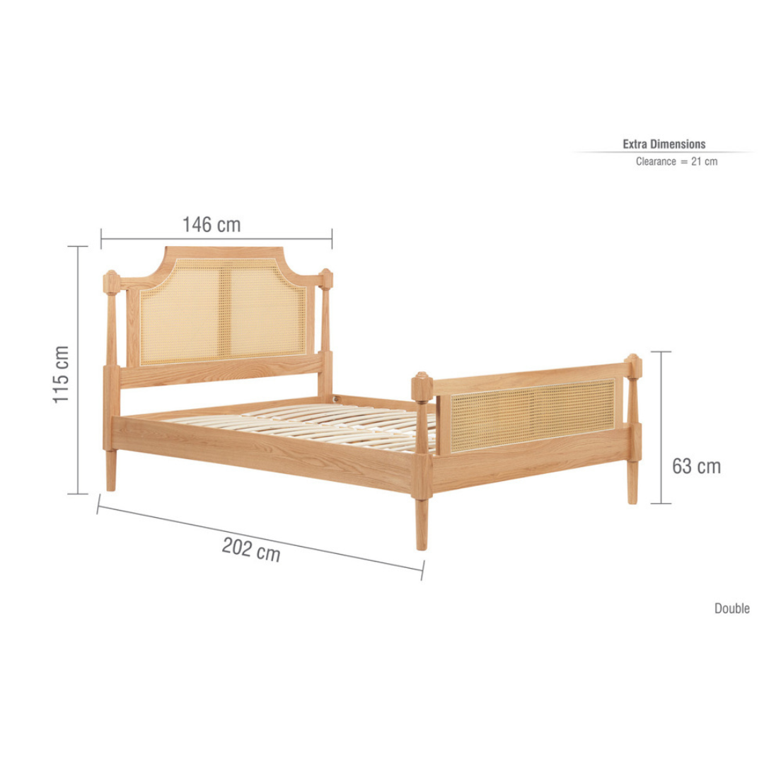 Marotta Rattan Solid Oak Oak Bed Frame