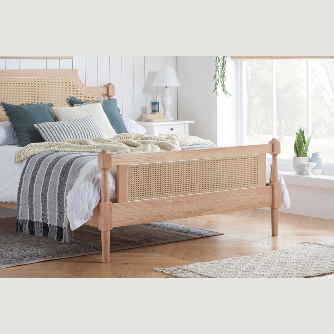 Marotta Rattan Solid Oak Oak Bed Frame