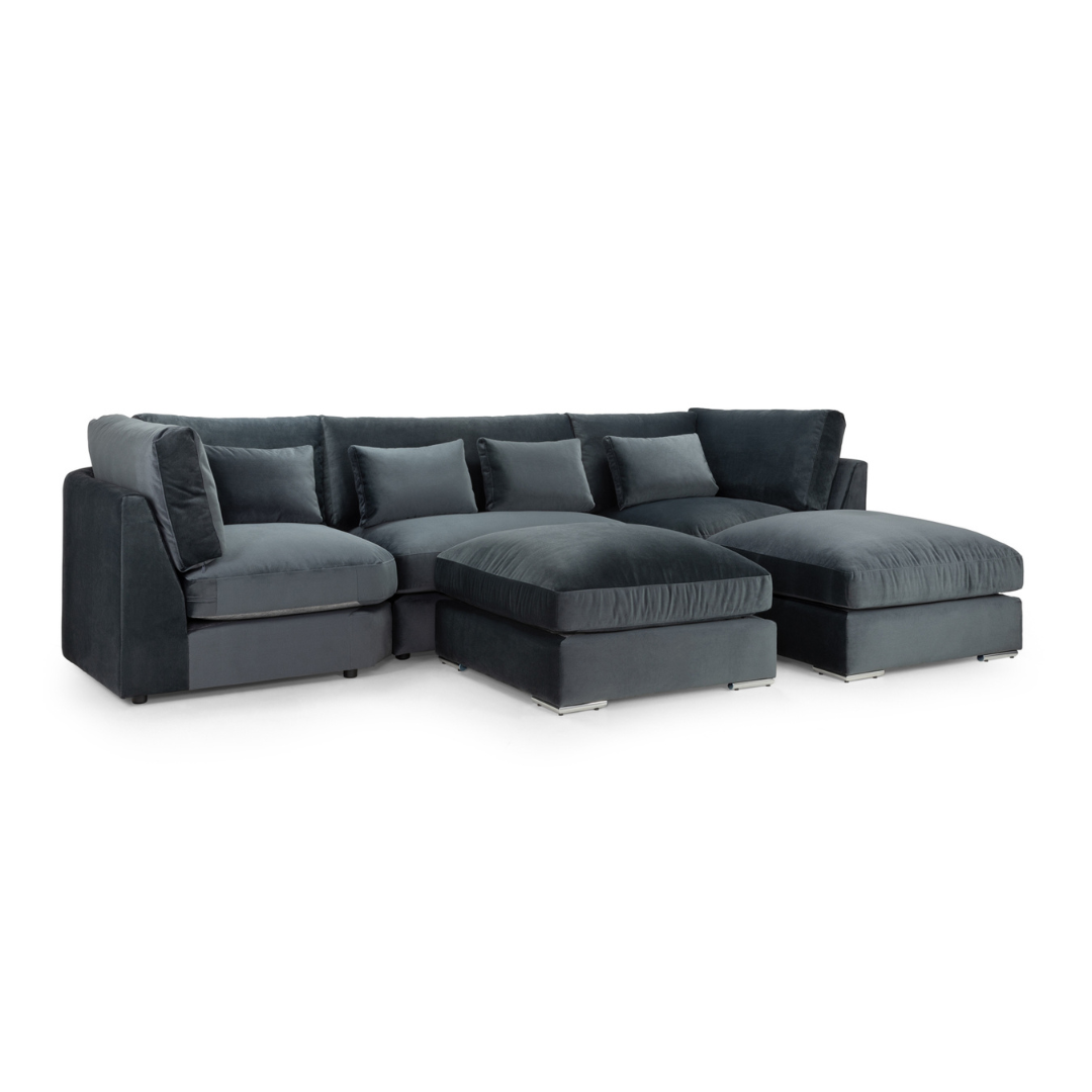 Orfeo Slate Grey U-Shape Sofa