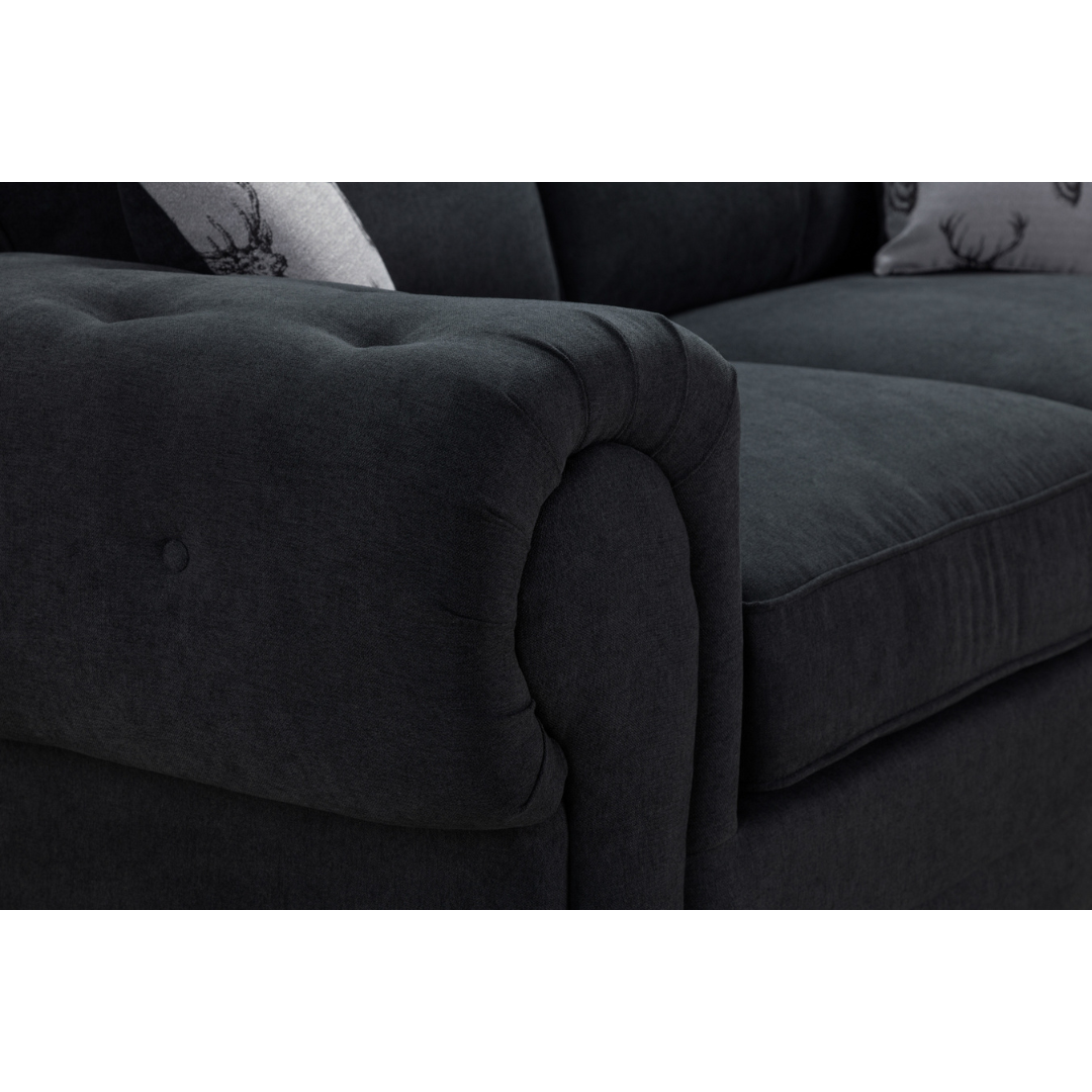 Verona Large Scatter-back Black Corner Sofa