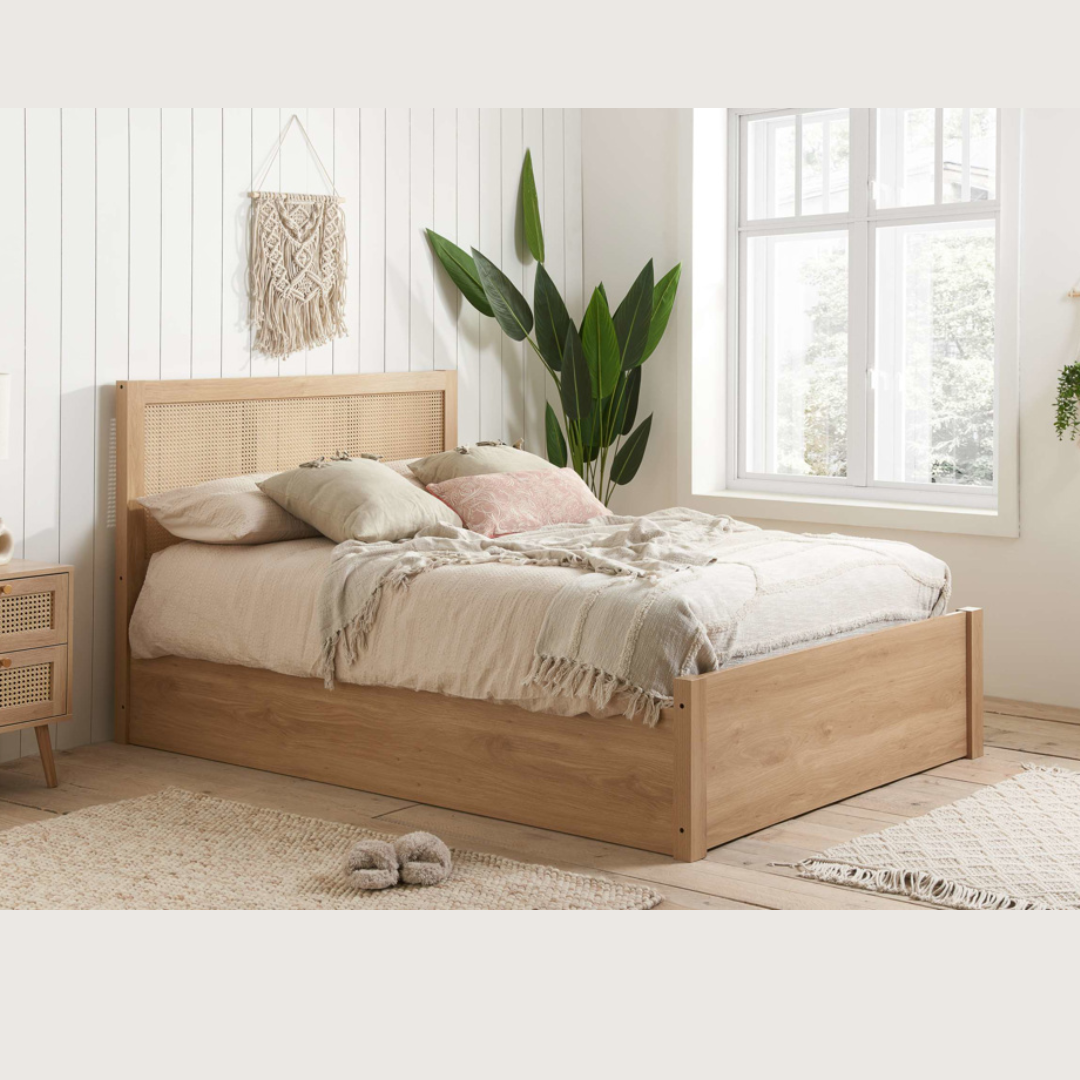 Vulpiano Rattan Ottoman Storage Bed Frame