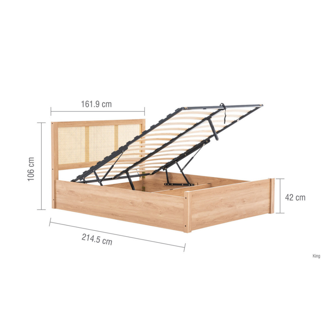 Vulpiano Rattan Ottoman Storage Bed Frame