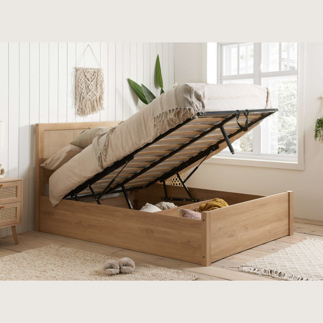 Vulpiano Rattan Ottoman Storage Bed Frame