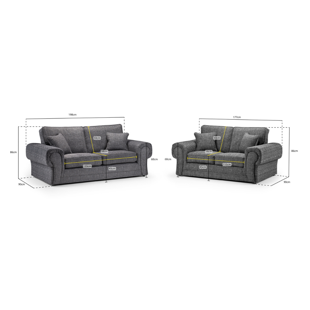 Wilcot 3+2 grey Fabric Sofa Set